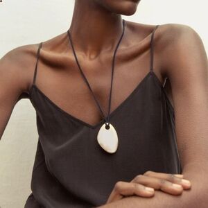 NWT Asymmetrical Silver Pendant Long Necklace